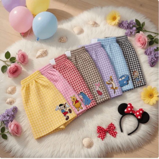 EMBROIDERY GINGHAM SHORT