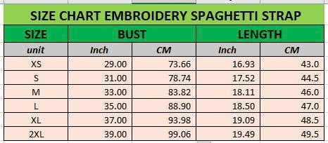 EMBROIDERY SPAGHETTI STRAP description