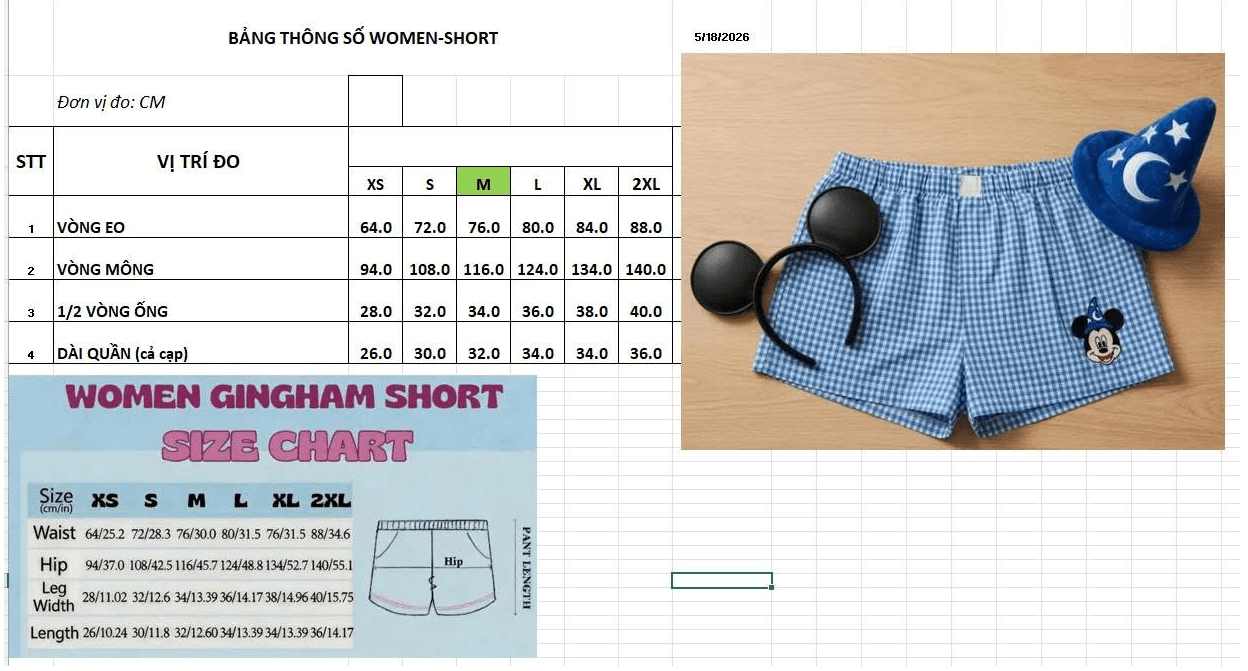 EMBROIDERY GINGHAM SHORT description